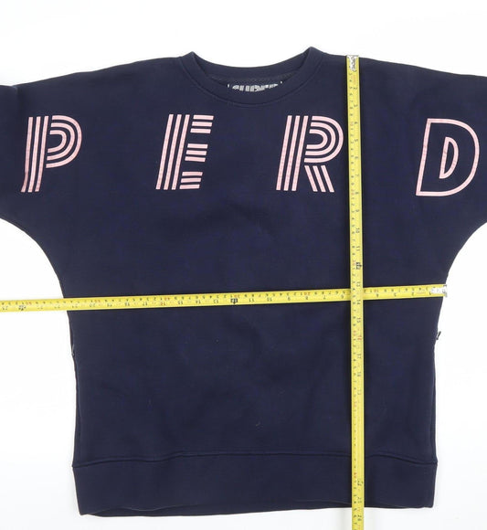 Superdry Women's Navy Blue Crew Neck Graphic Print Sweatshirt UK 14