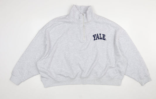 Primark Yale University Grey 1/4 Zip Sweatshirt Women 2XL