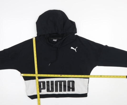 Puma Women's Black Hooded Pullover Crop Sweatshirt XS UK 8