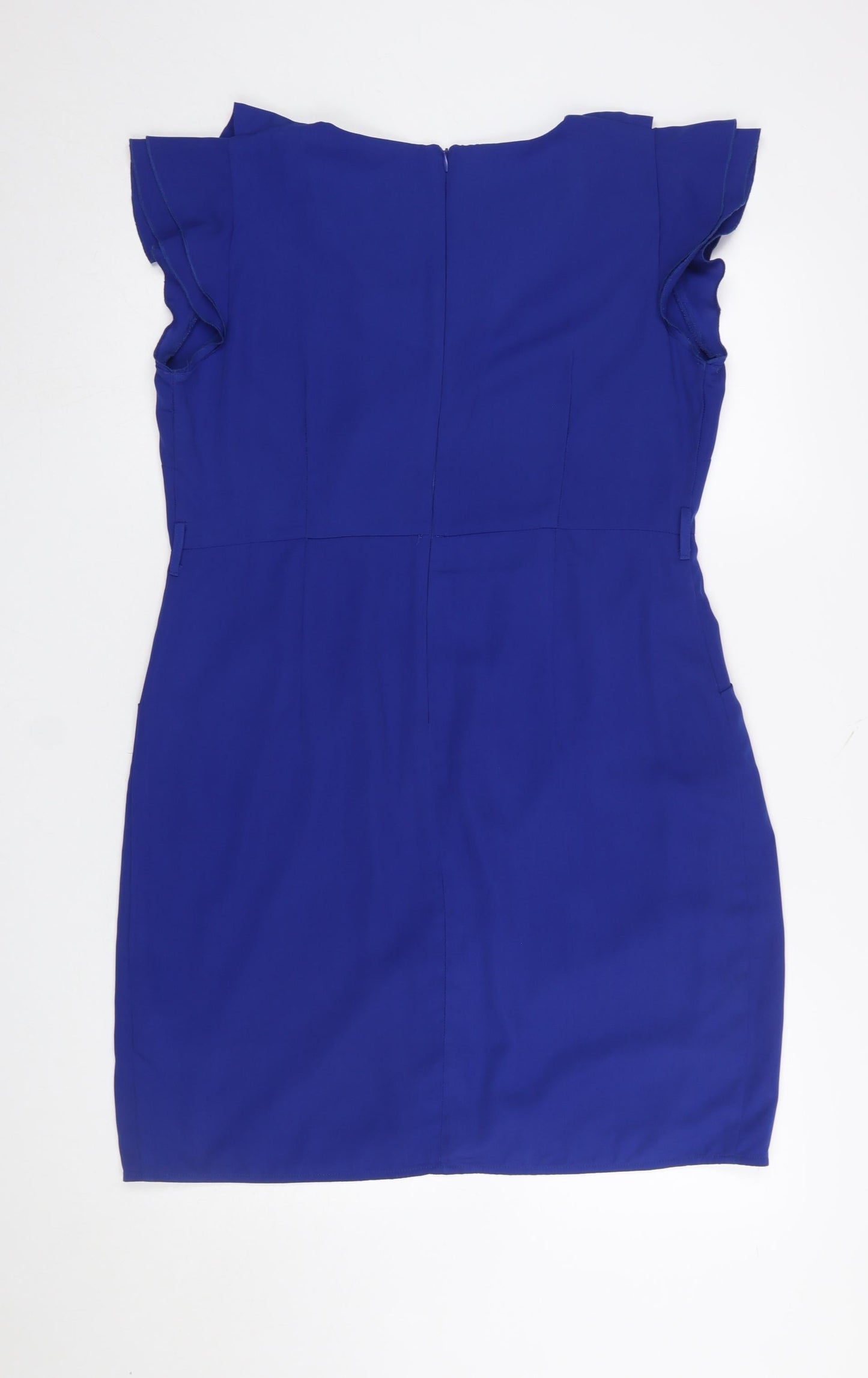 A|wear Women’s Blue Short Sleeve Frill Shift Dress Size 16