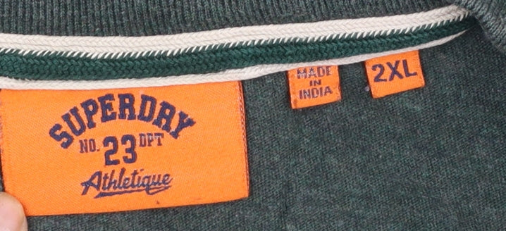 Superdry Men's Green 2XL Crew Neck Short Sleeve Cotton T-Shirt