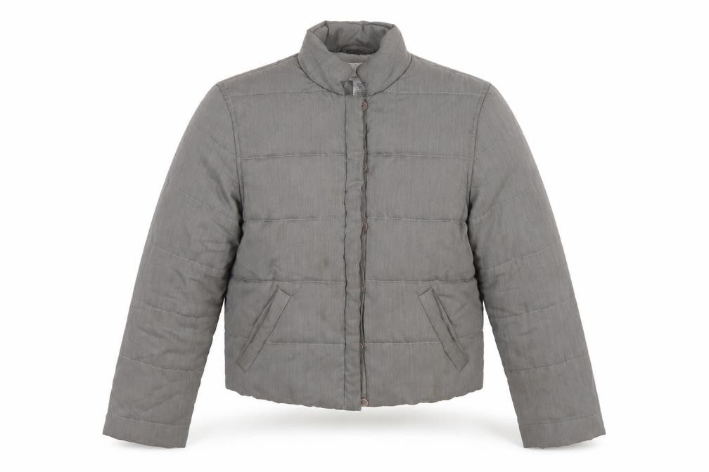 Armani Exchange Women Grey Short Puffer Jacket Size S Quilted Button
