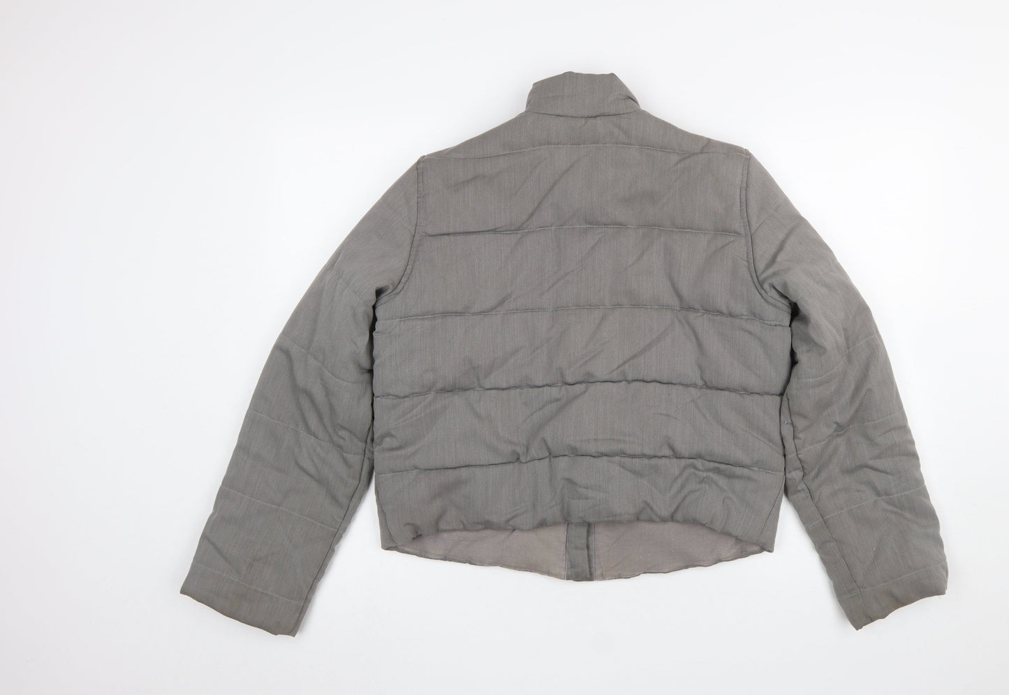 Armani Exchange Women Grey Short Puffer Jacket Size S Quilted Button