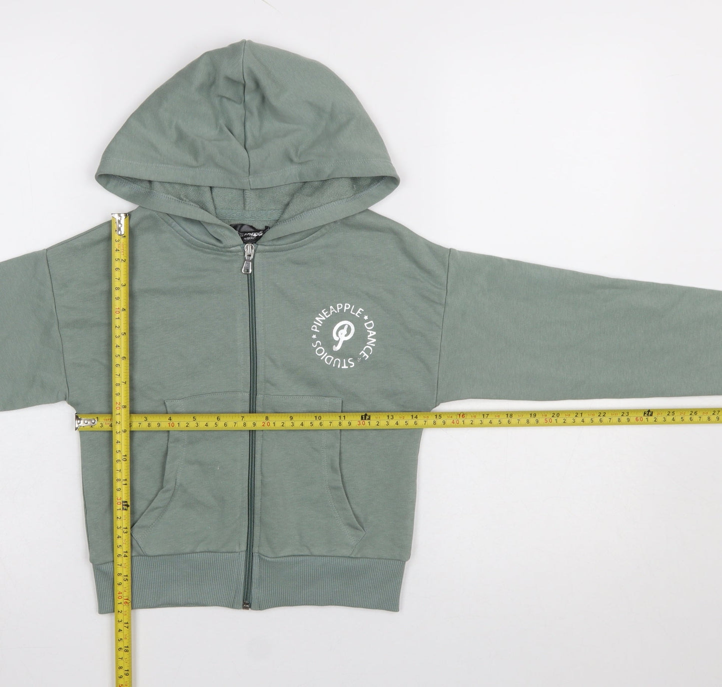 Pineapple Girls Green Full Zip Hoodie 9-10 Years Dance Studio Logo Top