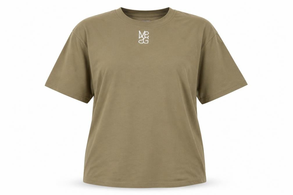 Front view of Missguided Women’s Brown Short Sleeve Relaxed Fit Cotton T-Shirt L