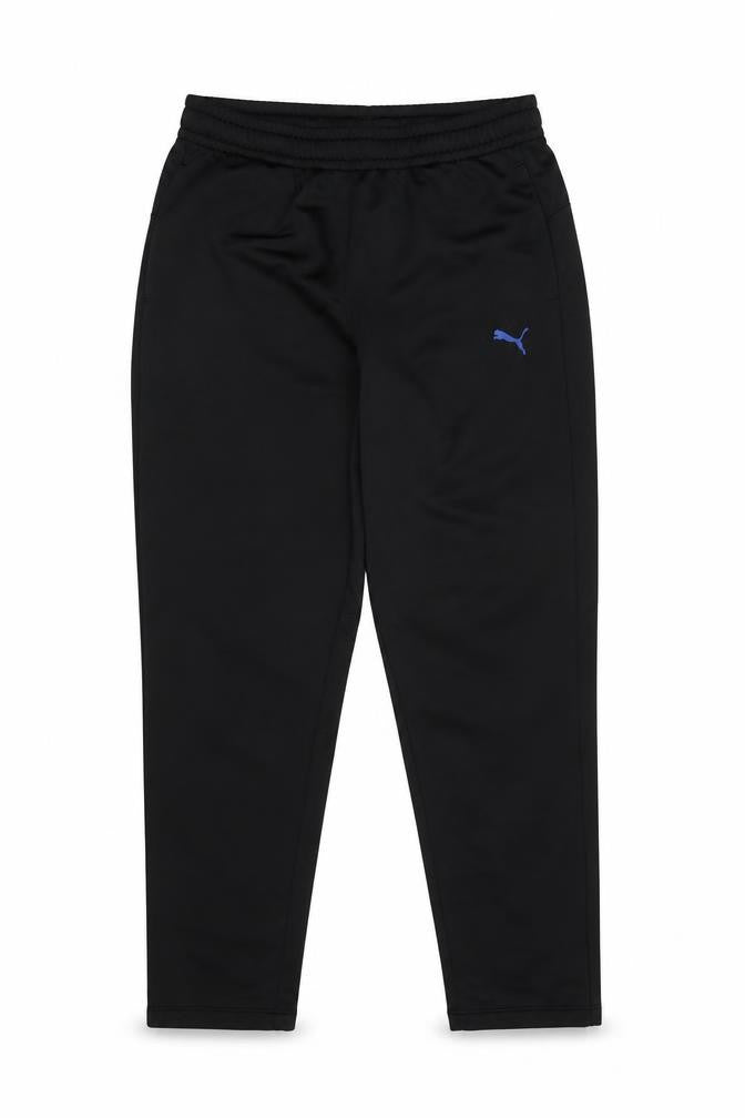 Front view of Puma boys’ black 13-14 years jogger trousers 100% polyester sportswear