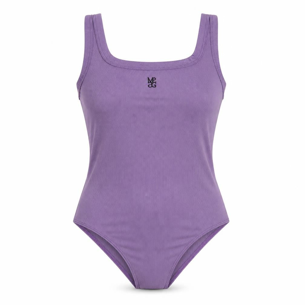 Missguided Women Purple Ribbed Bodysuit Large Sleeveless Scoop Neck