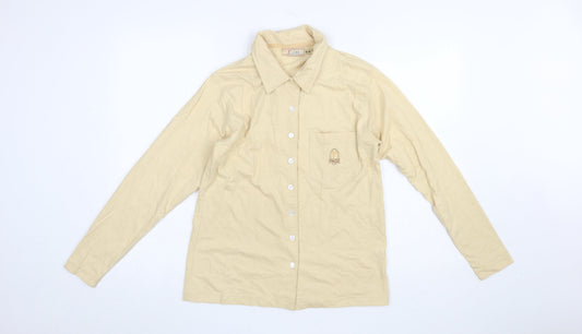 Paco Women's Beige Cotton Blend Long Sleeve Button-Up Shirt S