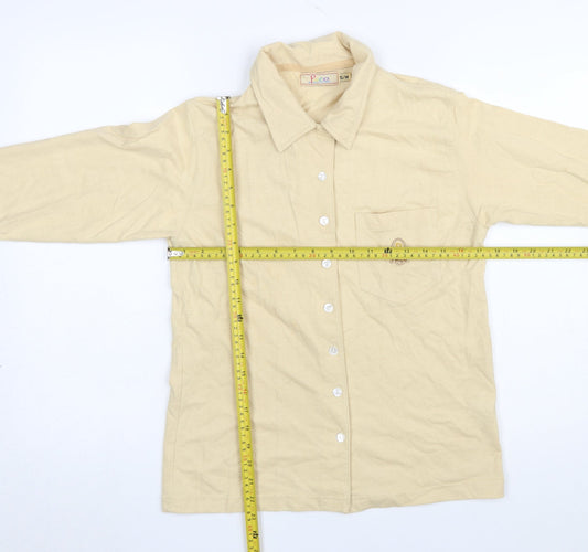 Paco Women's Beige Cotton Blend Long Sleeve Button-Up Shirt S