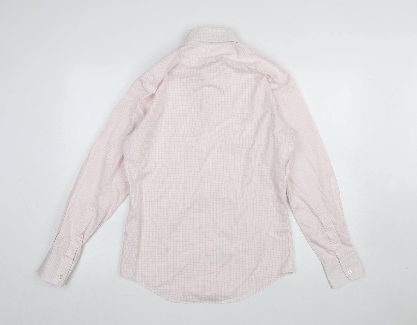 T.M. Lewin Men's Pink Check Slim Fit Non-Iron Dress Shirt 15in Collar
