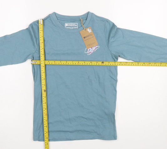 Mountain Warehouse Girls Blue Long Sleeve Cotton T-Shirt 9-10 Years Casual