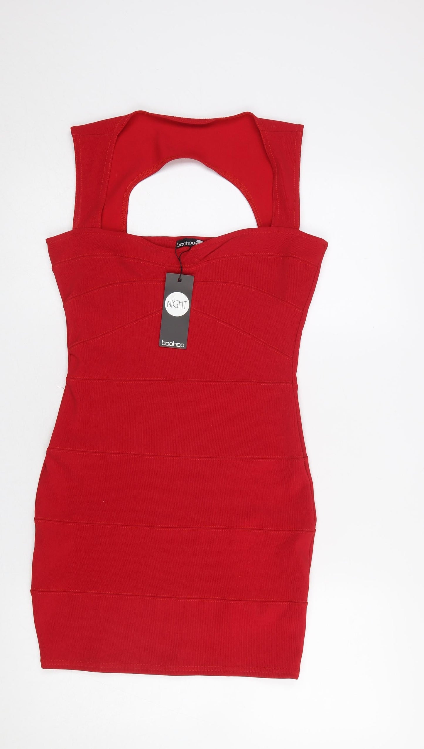 Boohoo Women Red Bodycon Sleeveless Short Dress UK 10 Party Night Out