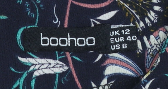 Boohoo Women’s Multicoloured Floral Shift Dress Size 12 Short Sleeve