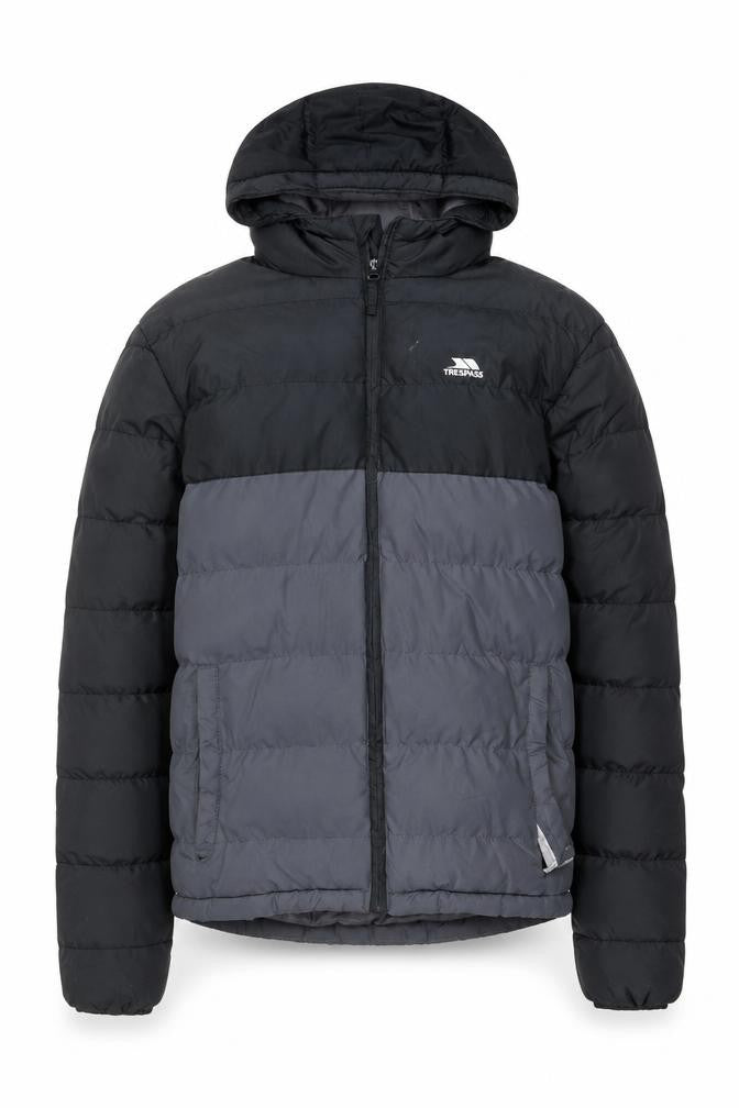 Trespass Men’s Black XS Puffer Jacket Hooded Water Resistant Winter Coat