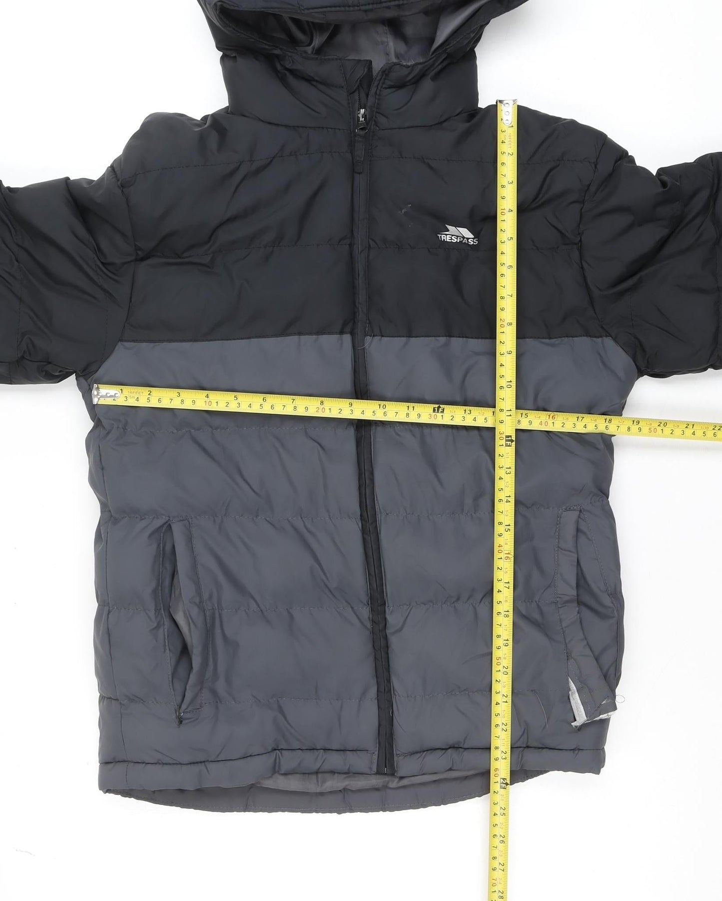 Trespass Men’s Black XS Puffer Jacket Hooded Water Resistant Winter Coat
