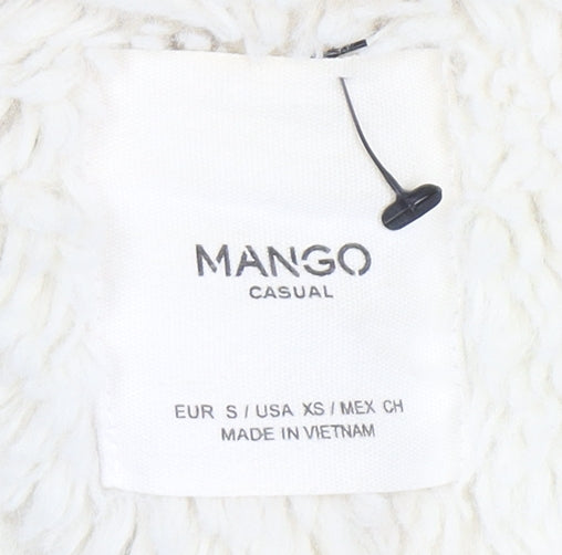 Mango Women’s Green Parka Coat Size 8 Hooded Drawstring Mid-Length