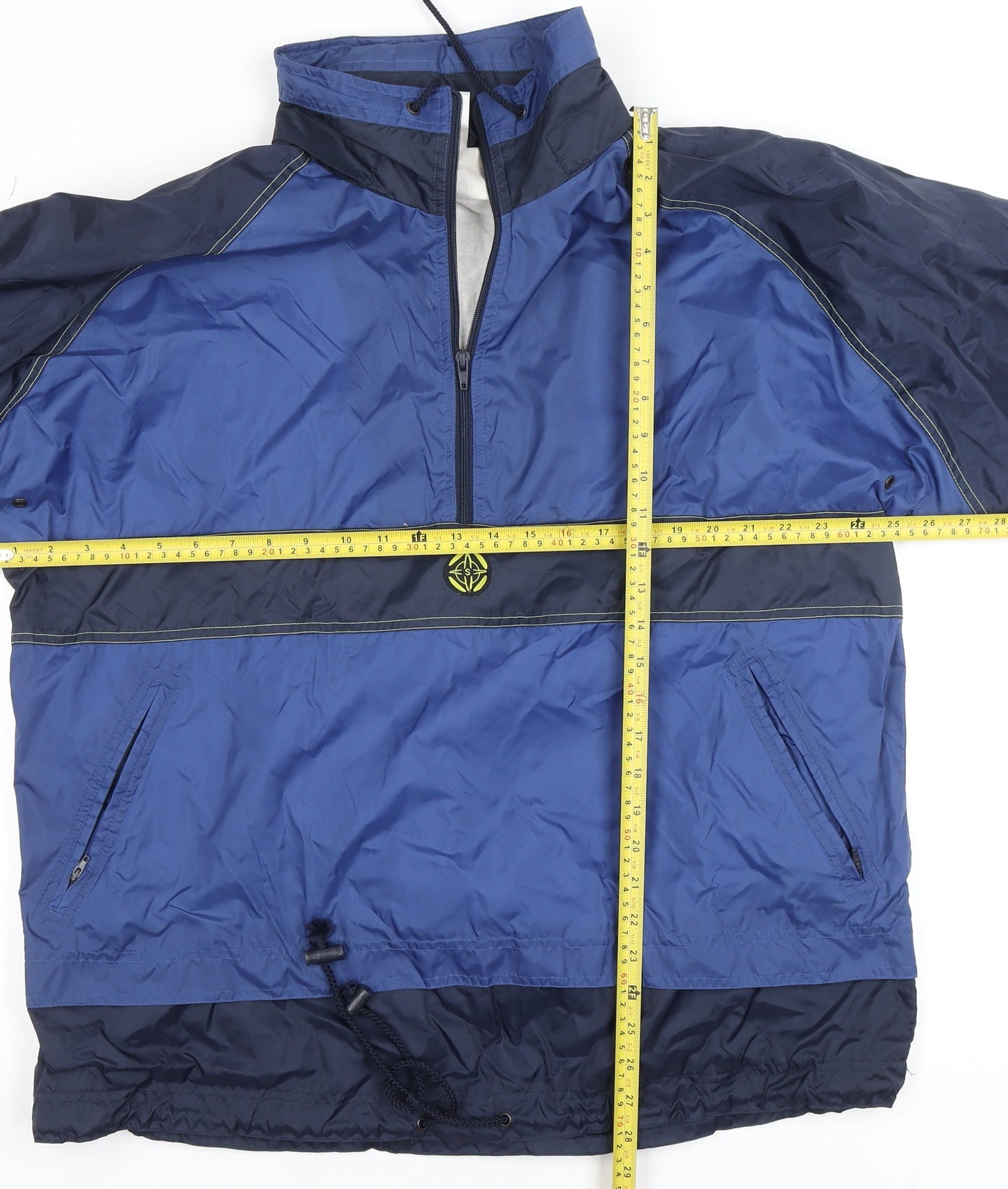 Marcel Clair Men's Blue Nylon Half Zip Windbreaker Jacket Size M 48/50