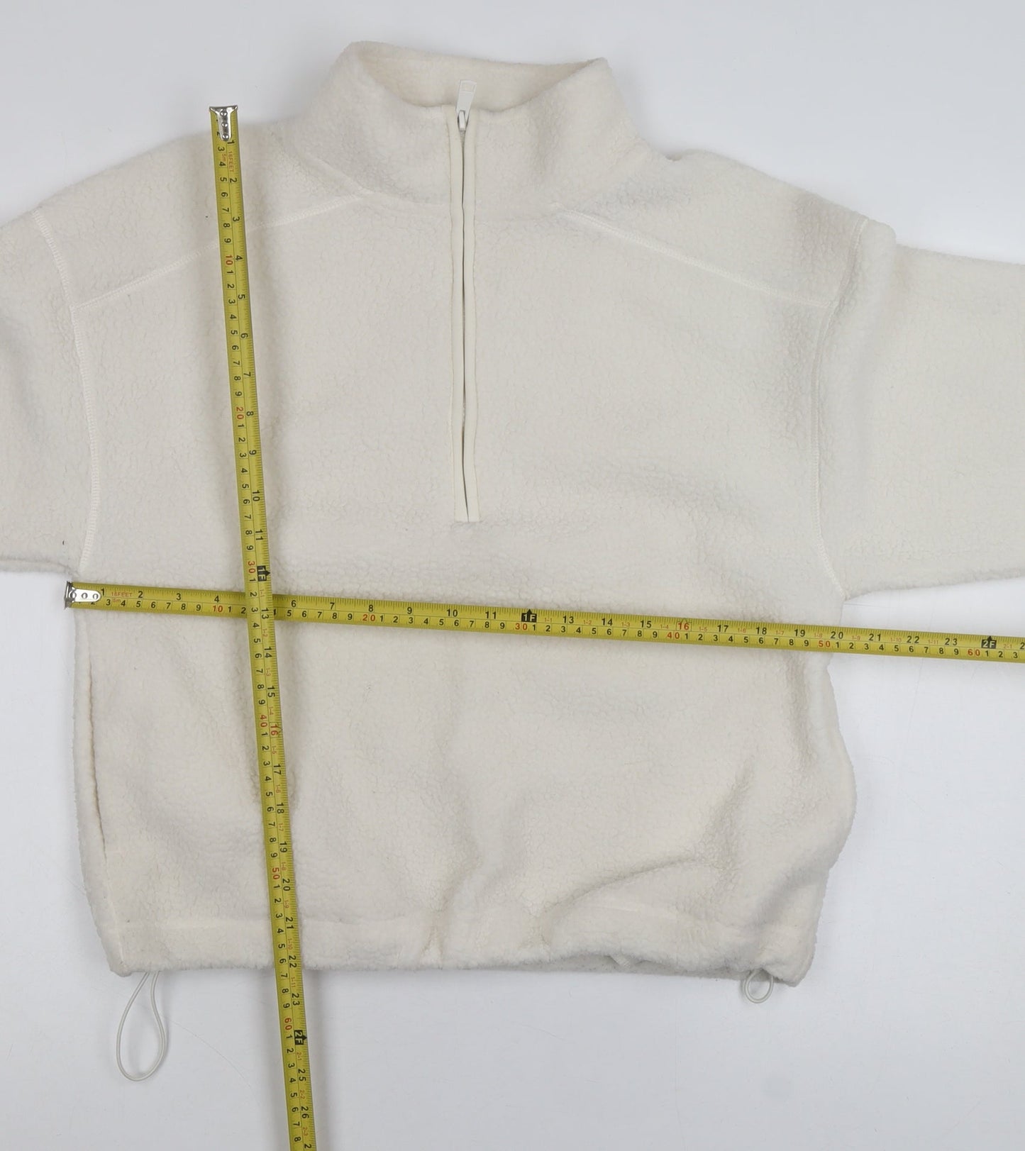Primark Women Ivory Fleece 1/4 Zip Pullover Sweatshirt XS