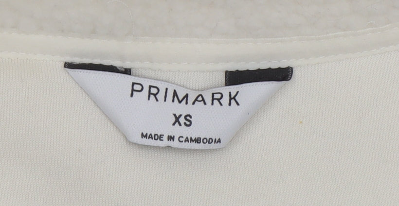 Primark Women Ivory Fleece 1/4 Zip Pullover Sweatshirt XS