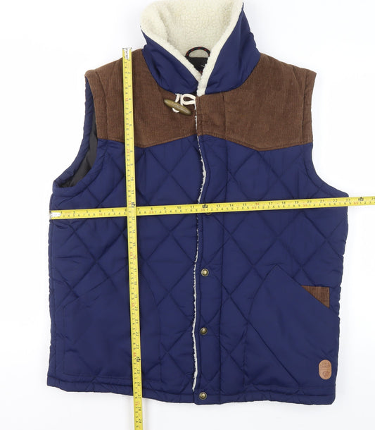 Tokyo Laundry Men's Blue Quilted Padded Waistcoat Lined Vest Size L