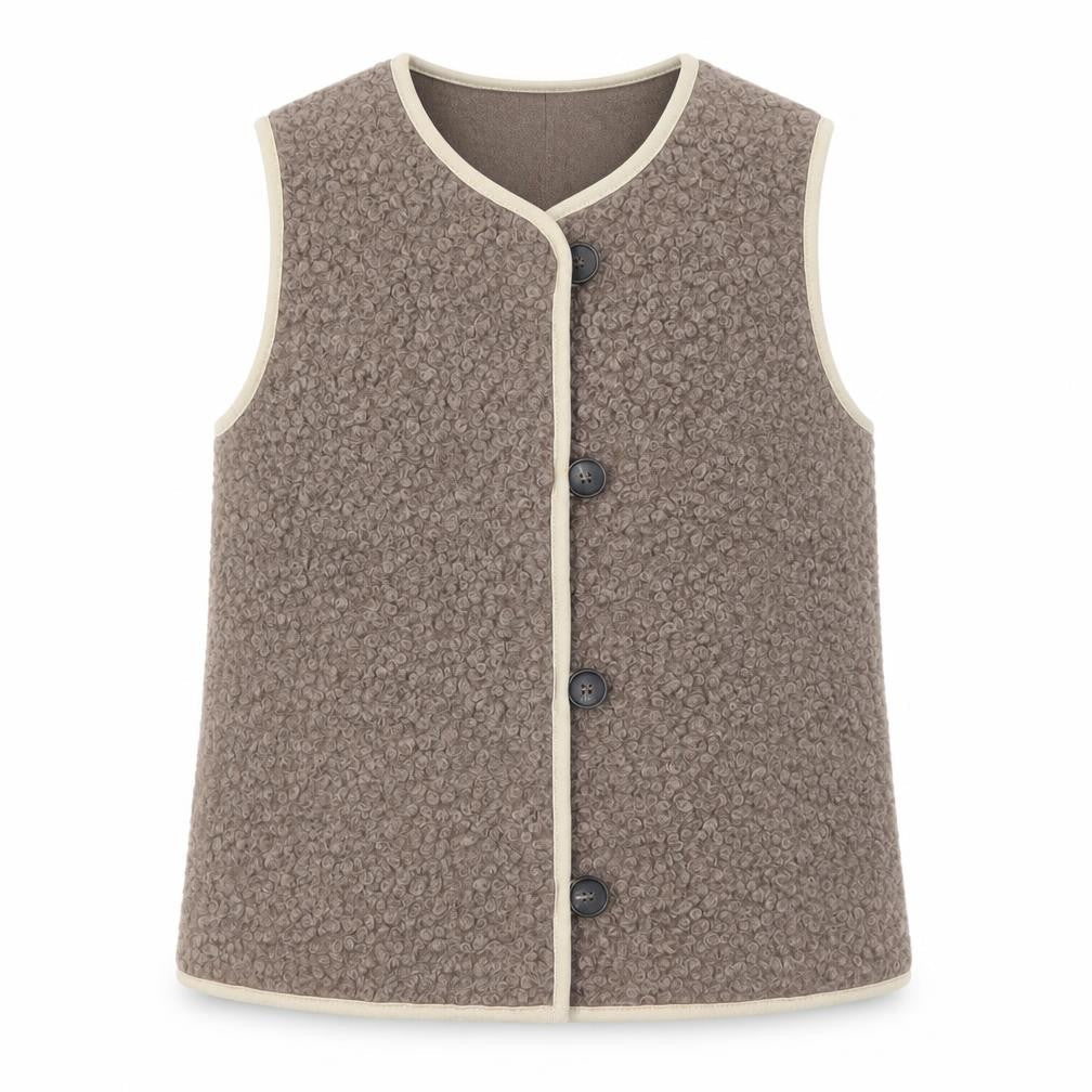Levete Mens Room Brown XS Fleece Button Waistcoat