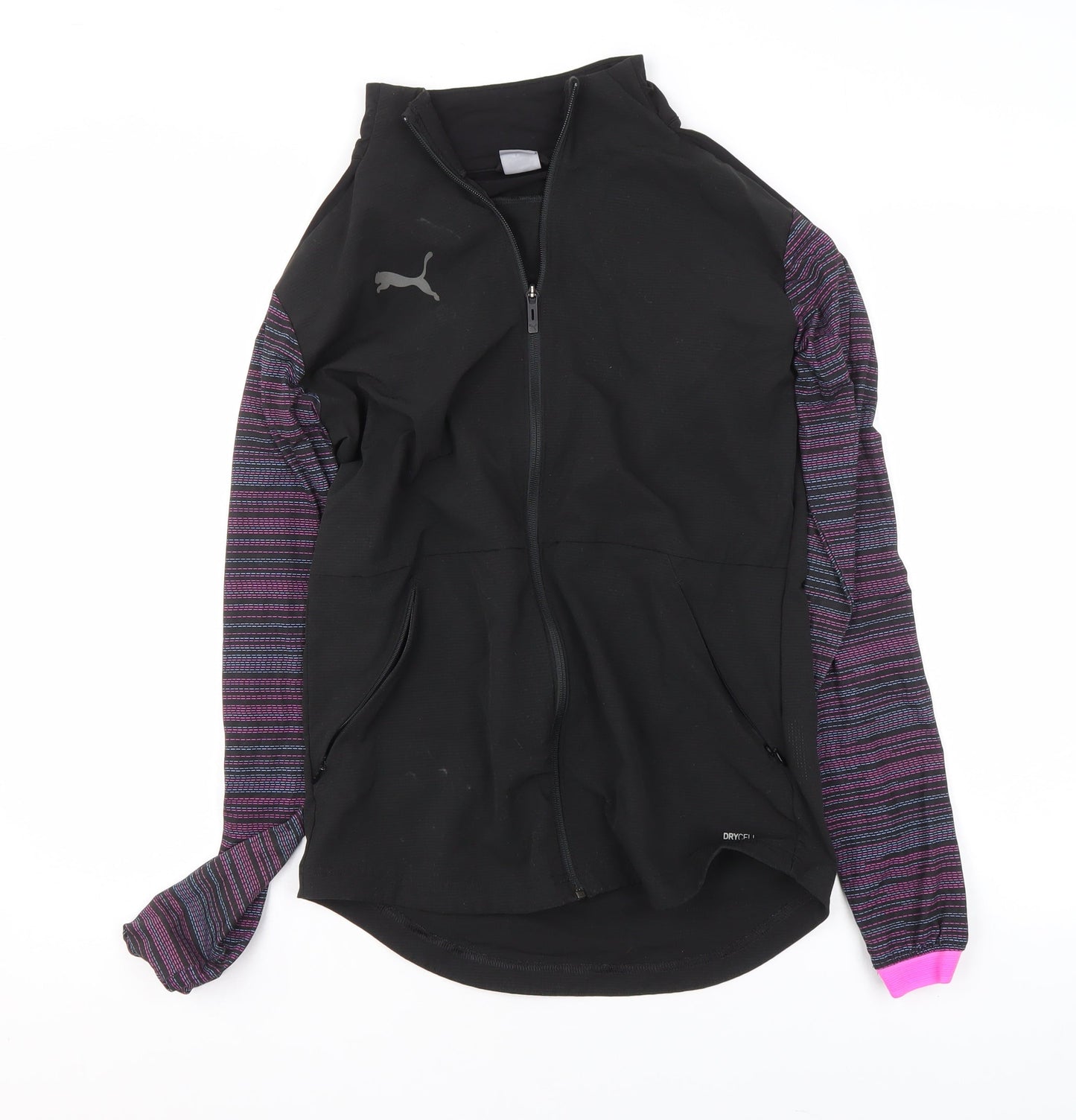 Puma Womens Black Slim Fit Track Jacket Size S Long Sleeve