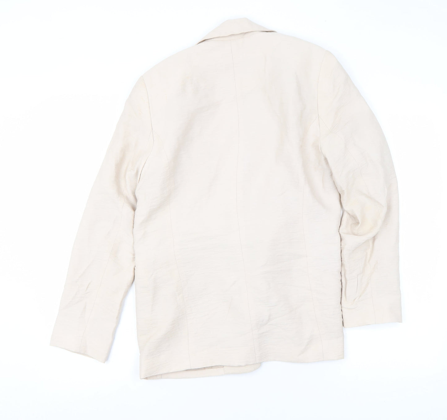 New Look Women Beige Double-Breasted Blazer UK 8 Viscose Mix