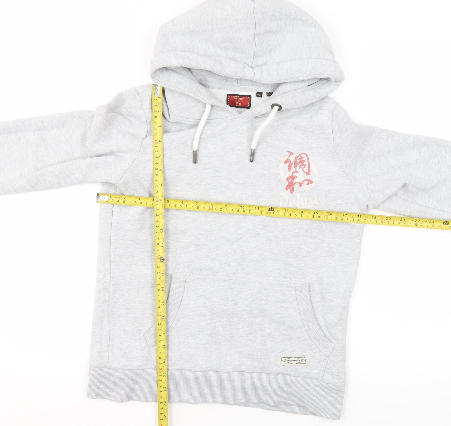 Superdry Women's Grey Embroidered Hoodie UK 12 Pullover Style