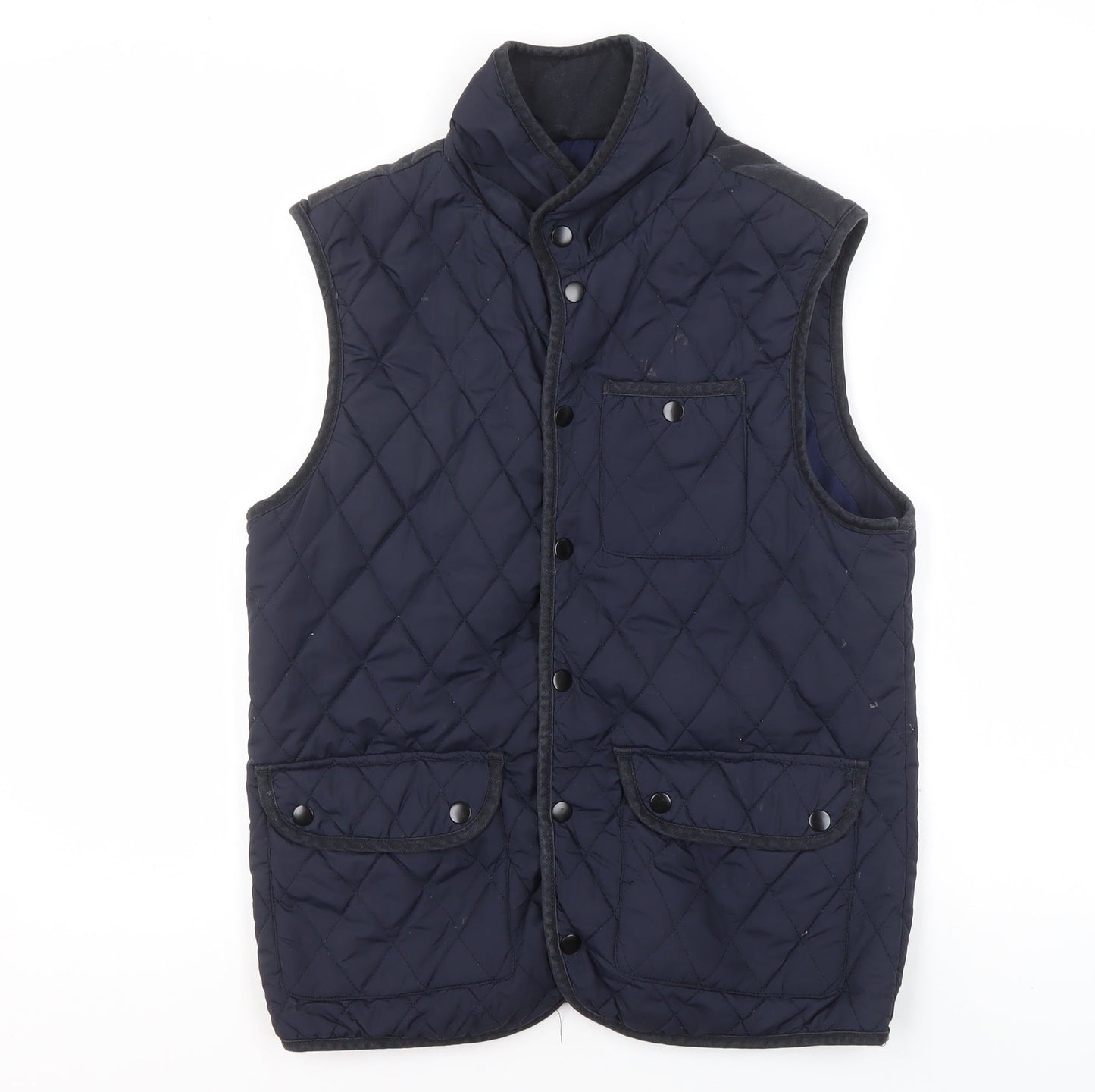 River Island Men's Blue Quilted Waistcoat S Regular Fit Polyester