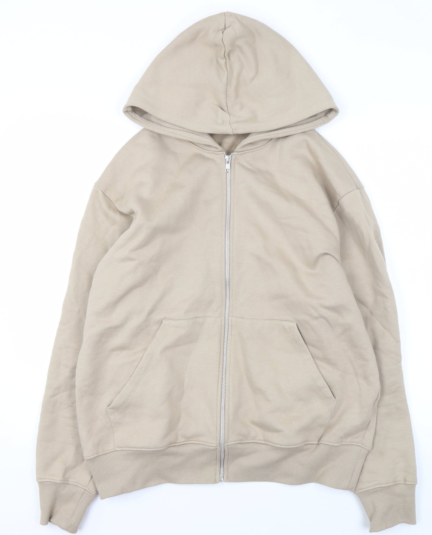 ASOS DESIGN Men’s Beige Full Zip Hoodie Size M Cotton Jersey