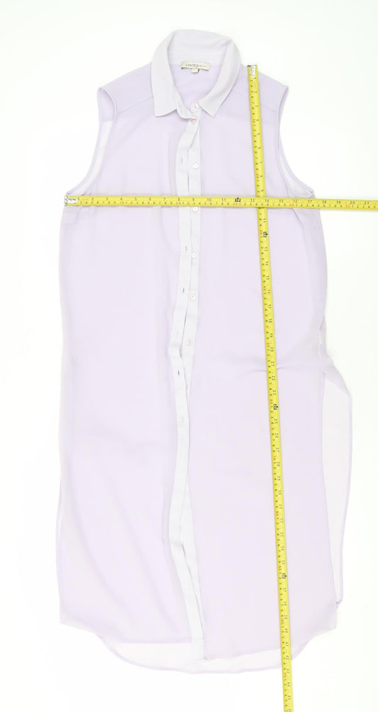Marks and Spencer Womens Lilac Sleeveless Collared Chiffon Blouse UK 10