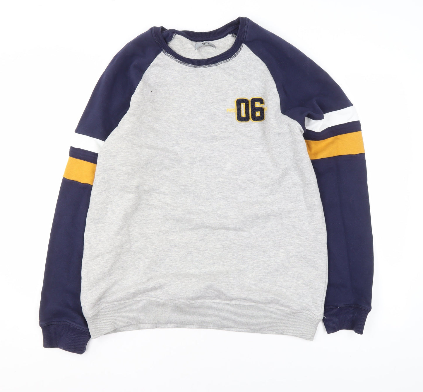 Tu Men's Grey & Navy Crew Neck Sports Sweatshirt L
