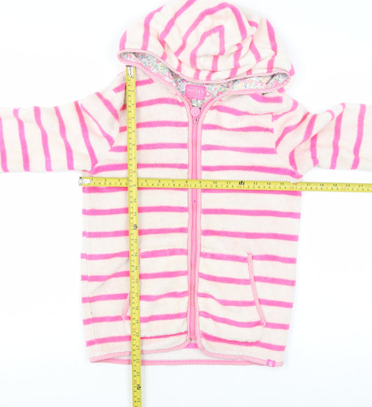 Joules Girls Pink Striped Full Zip Fleece Hoodie 11-12 Years