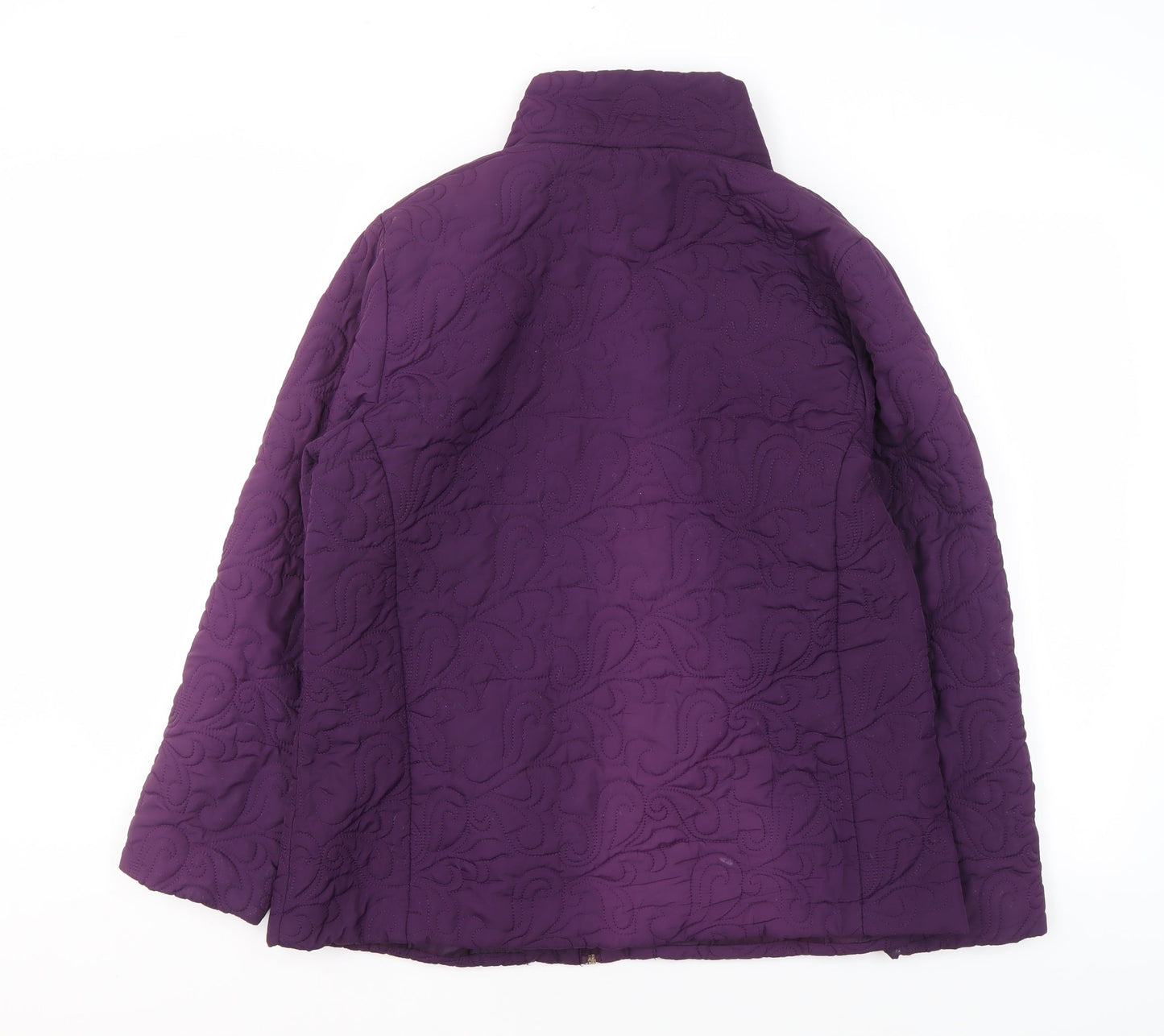 TIGI Womens Purple Quilted Full Zip Jacket Size 14 Regular