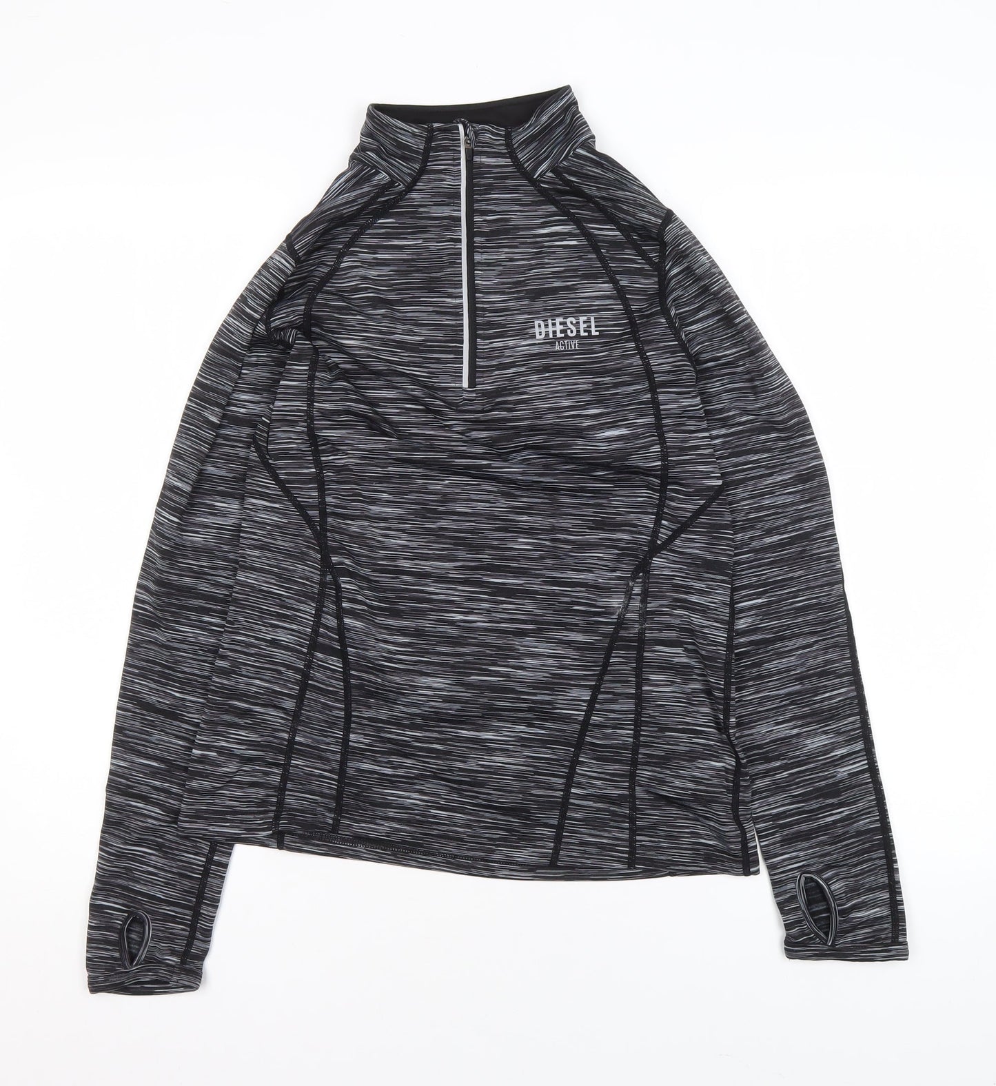 Diesel Womens Black Medium 1/2 Zip Activewear Track Jacket