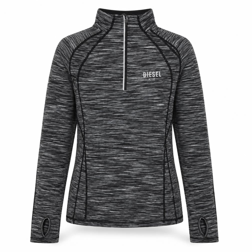 Diesel Womens Black Medium 1/2 Zip Activewear Track Jacket