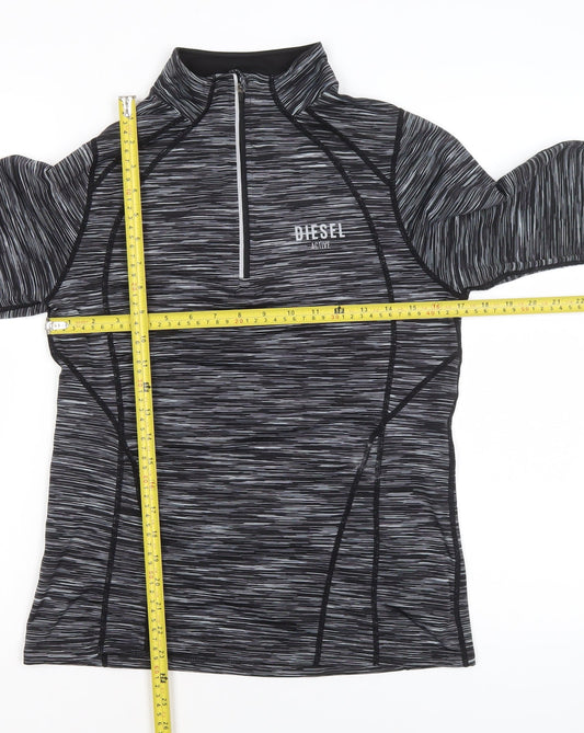 Diesel Womens Black Medium 1/2 Zip Activewear Track Jacket