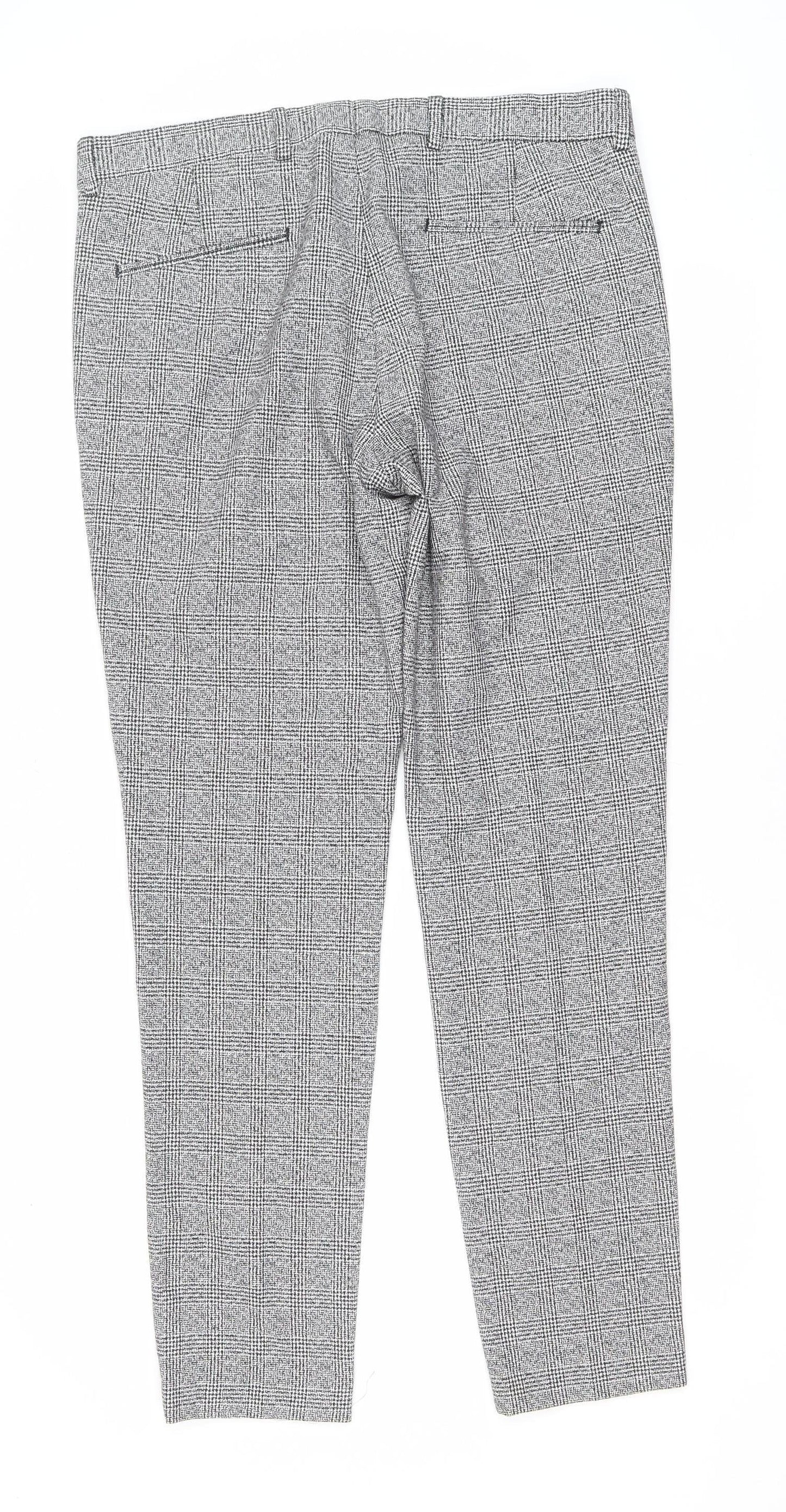 River Island Mens Grey Check Slim Fit Dress Pants 34R
