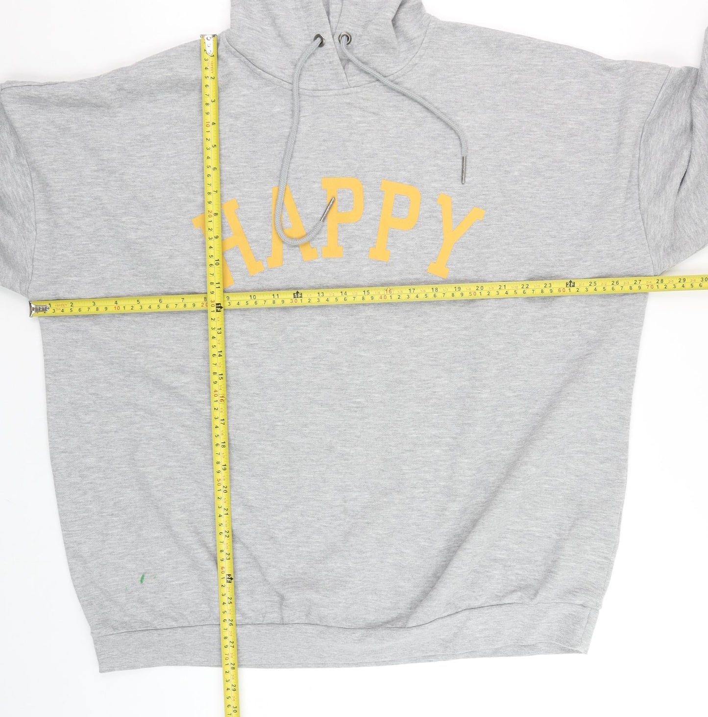 Noisy May Unisex Grey Hoodie with Yellow Print Size L