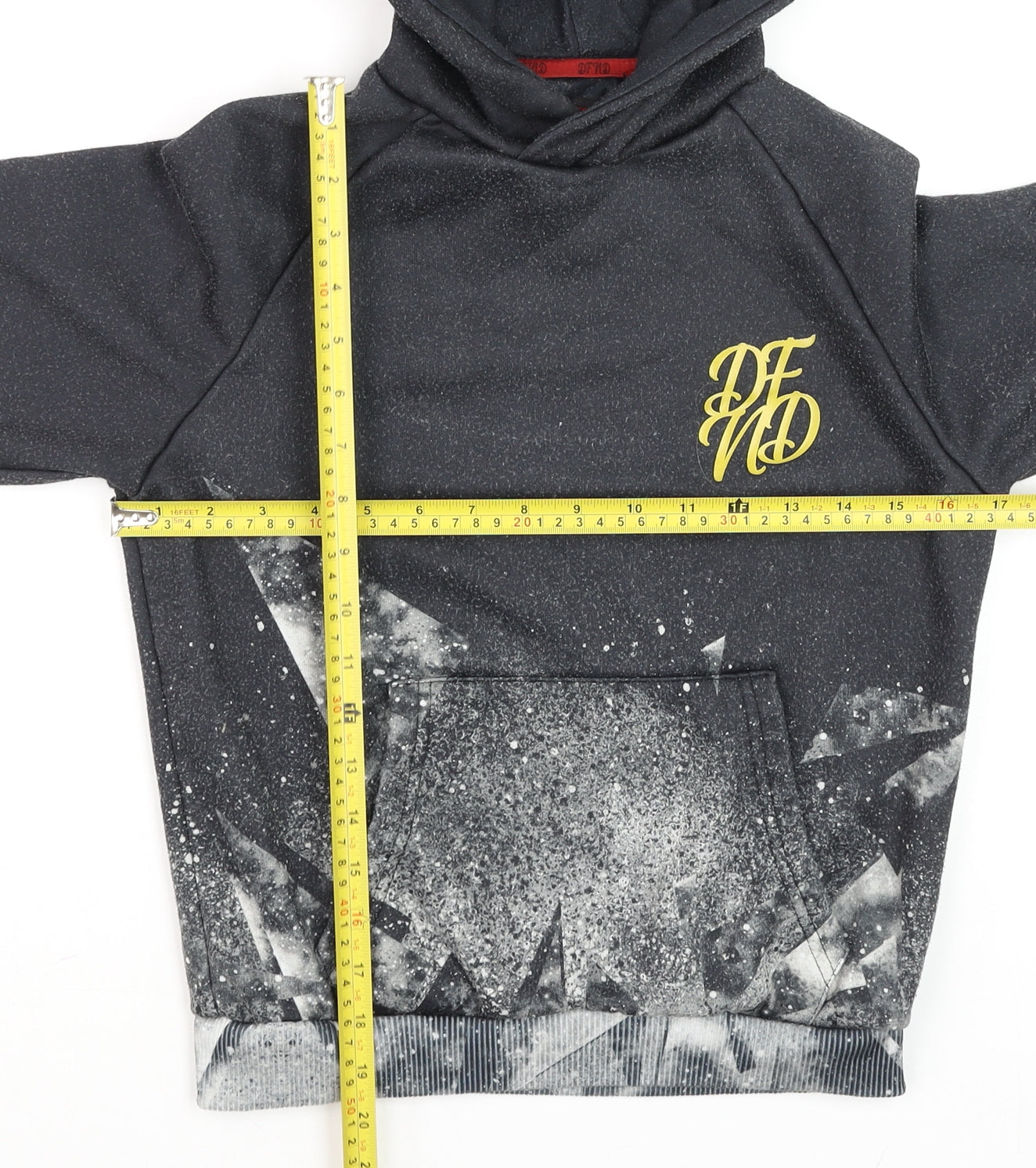 DFND Boys Black Graphic Pullover Hoodie 11-12 Years Fleece Lined