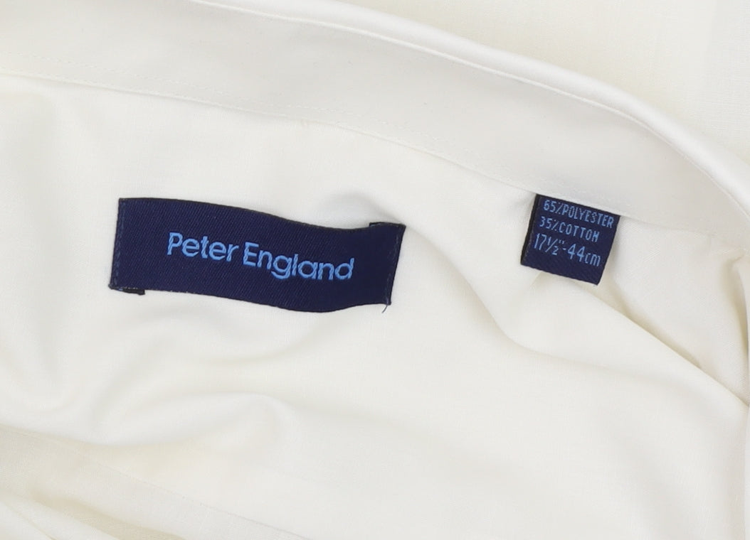Peter England Men Ivory Long Sleeve Regular Fit Dress Shirt 17.5in 44cm