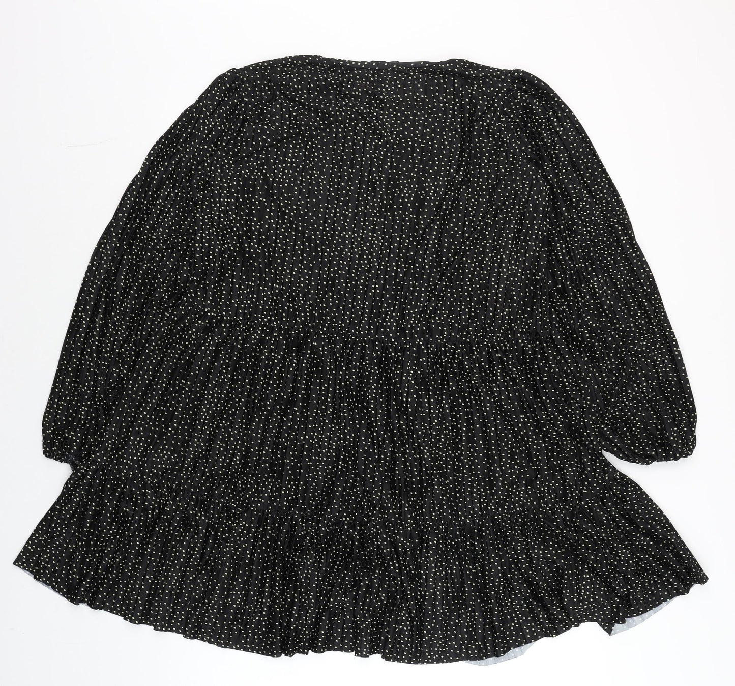 Zara Womens Black Polka Dot Ruffle Tunic Blouse Size S