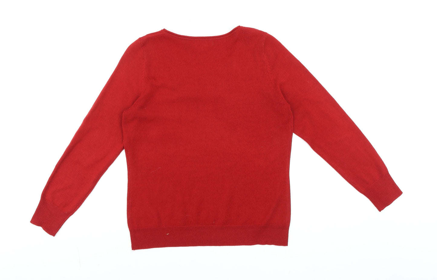 Marks and Spencer Per Una Women Red Size 14 Sequin Trim Pullover Jumper