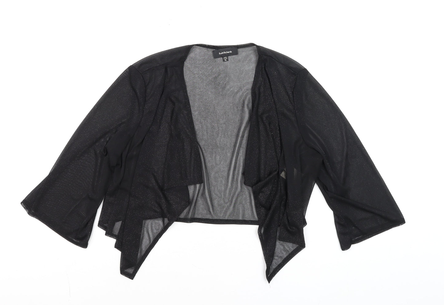 R&M Richards Women's Black Sheer Kimono Cardigan XL Elegant Lightweight Layer