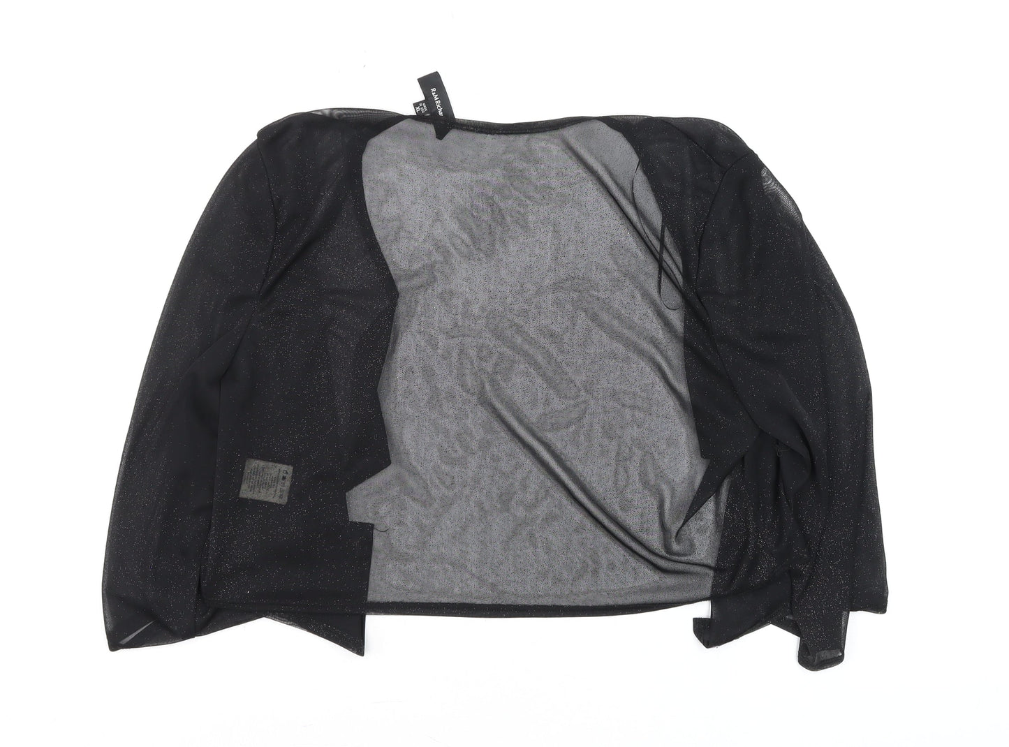 R&M Richards Women's Black Sheer Kimono Cardigan XL Elegant Lightweight Layer