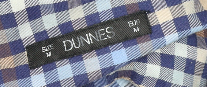 Dunnes Men's Blue Check Long Sleeve Cotton Button-Up Shirt M