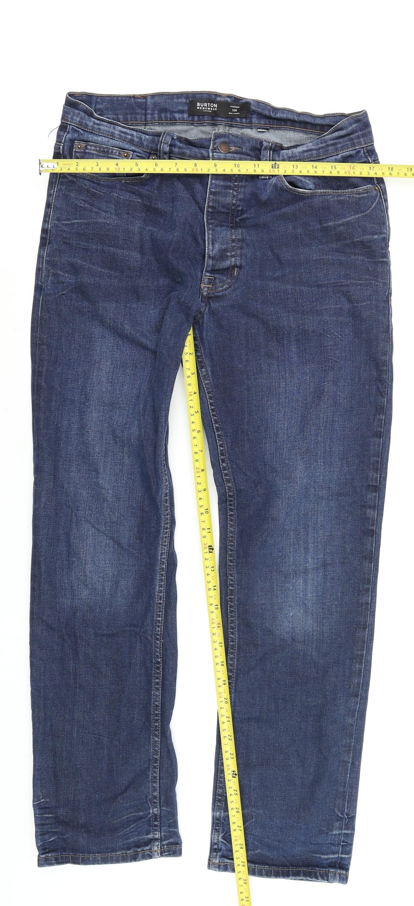 Burton Menswear Blue Denim Straight Jeans 32R Cotton Blend
