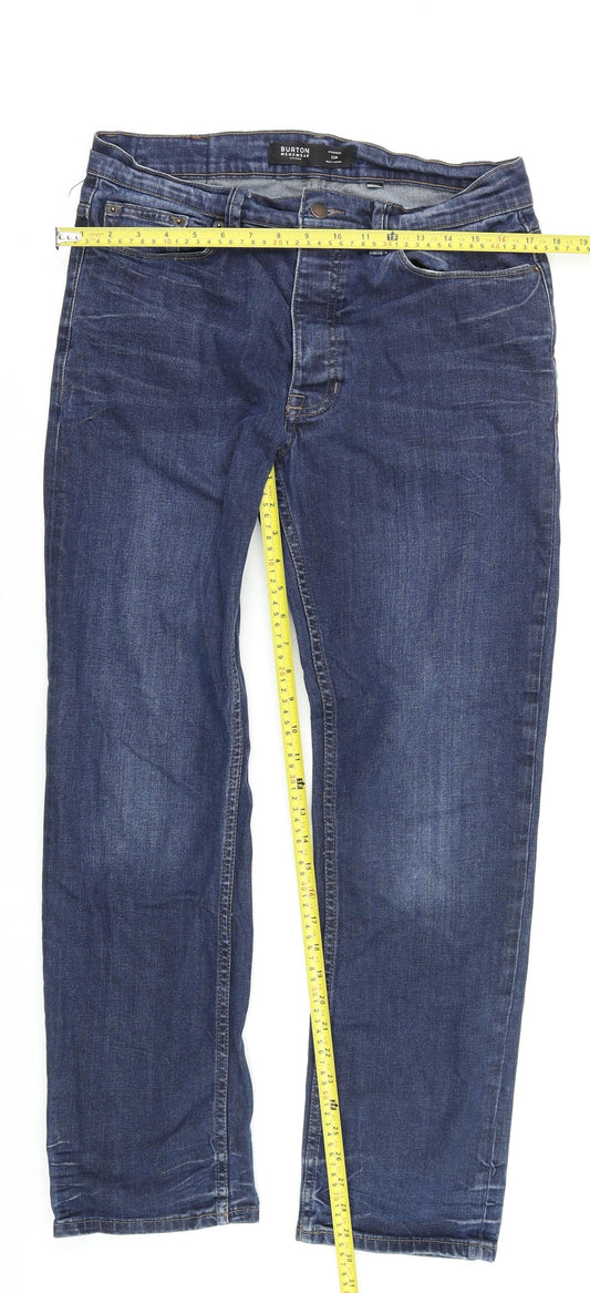 Burton Menswear Blue Denim Straight Jeans 32R Cotton Blend