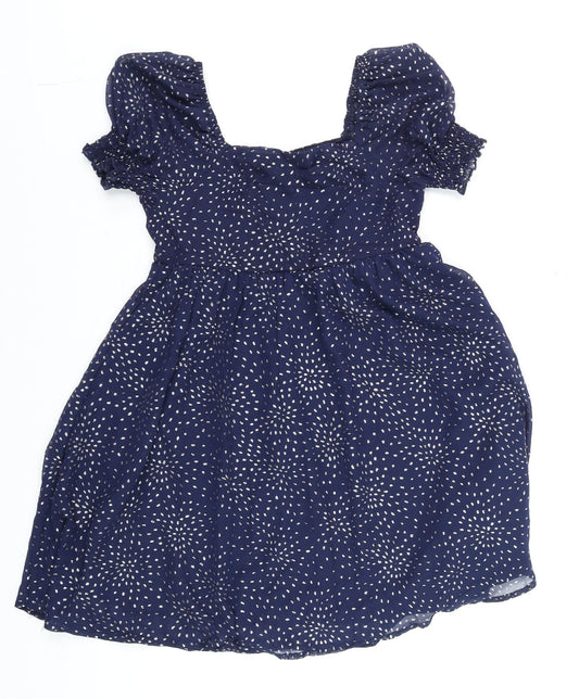 Trixxi Girl Blue Polka Dot Puff Sleeve Tunic Blouse Size 10