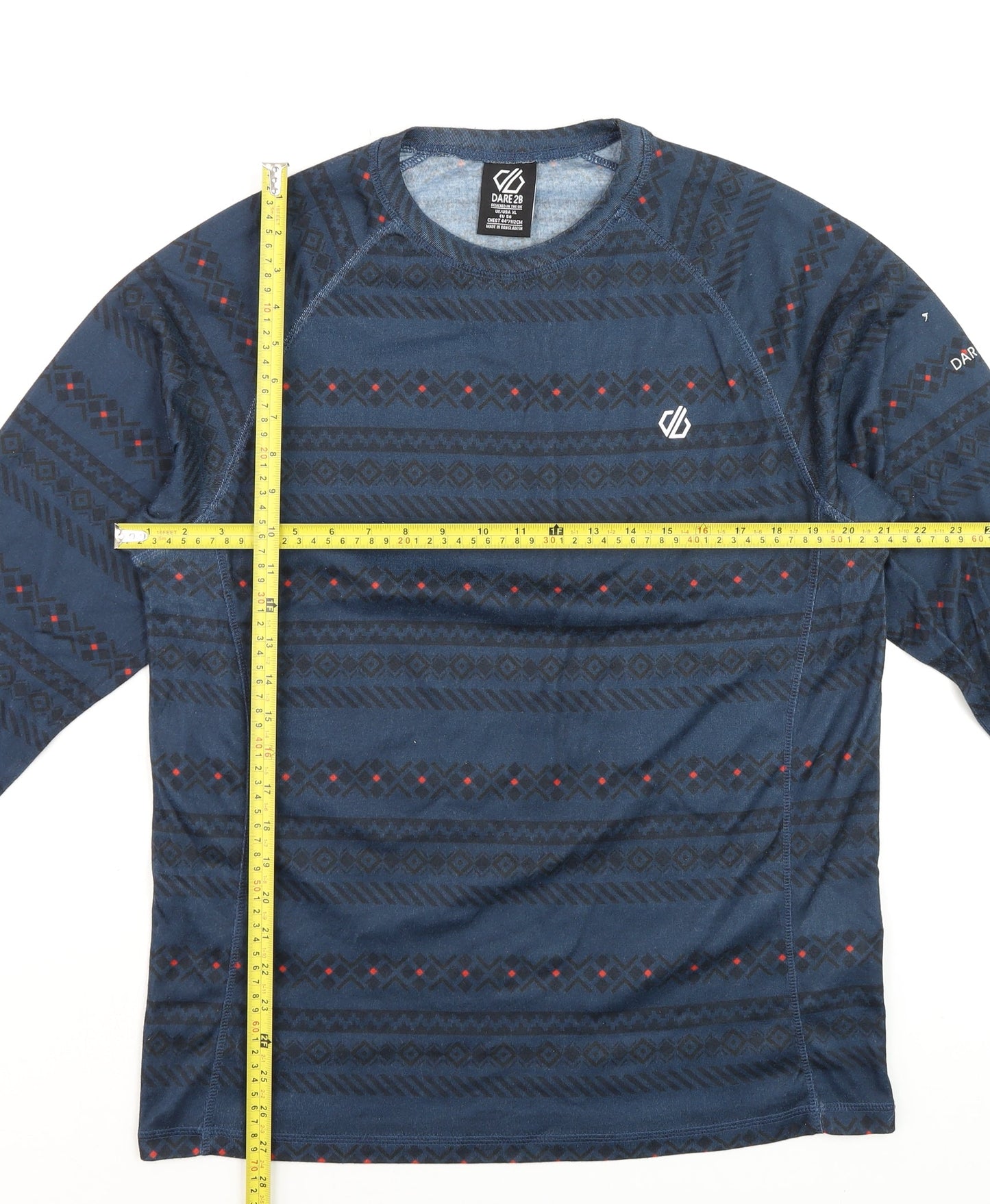 Dare 2b Men's Blue Geometric Long Sleeve Activewear Top XL